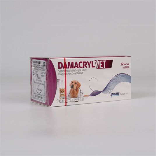 Damacryl-Vet Cerrahi PGA (Emilebilir) İplik 75 CM İğneli 12'li Paket