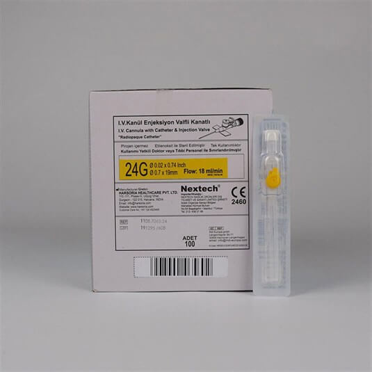Nextech Branül (intraket) Sarı (24G) 100'lü Paket
